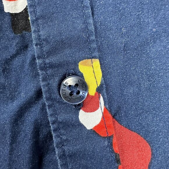 Cactus Man Santa Shirt Men Large Button Up Holiday Ugly Christmas Shirt Funny - Picture 4 of 14